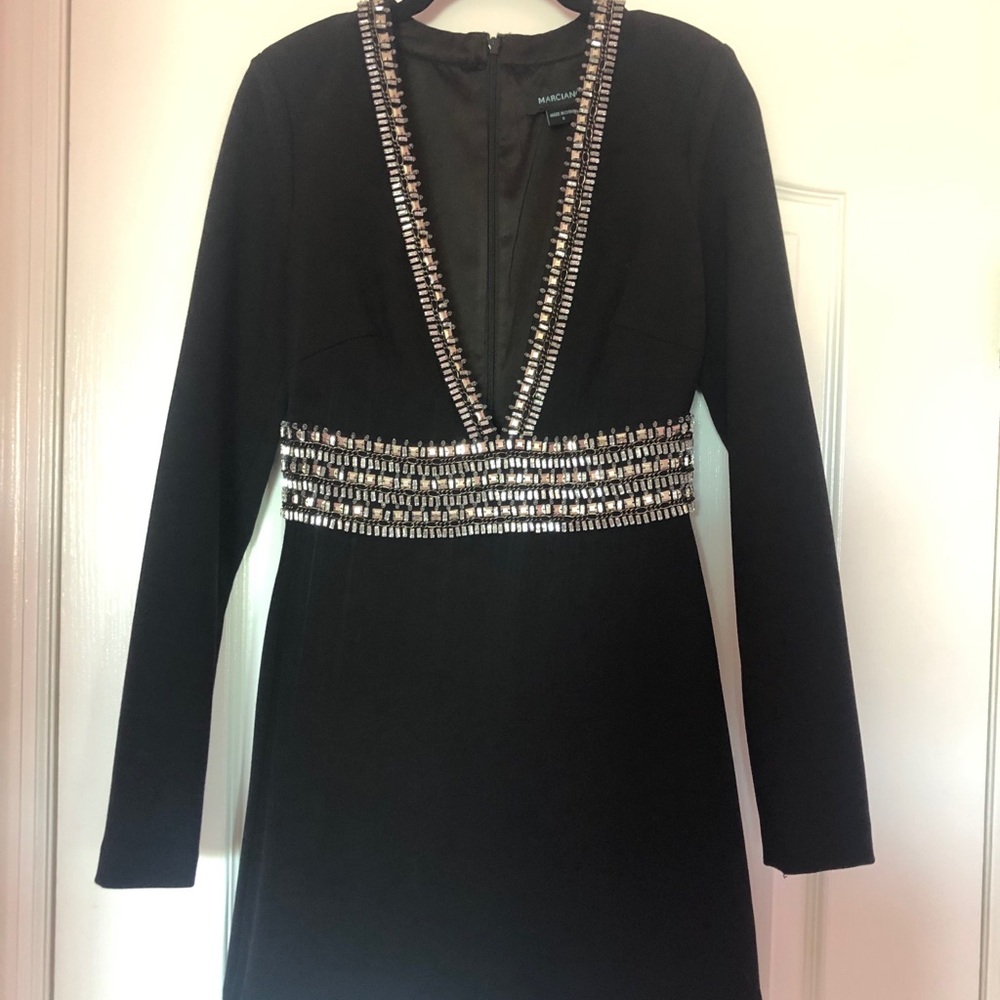Marciano short black dress with beaded belt